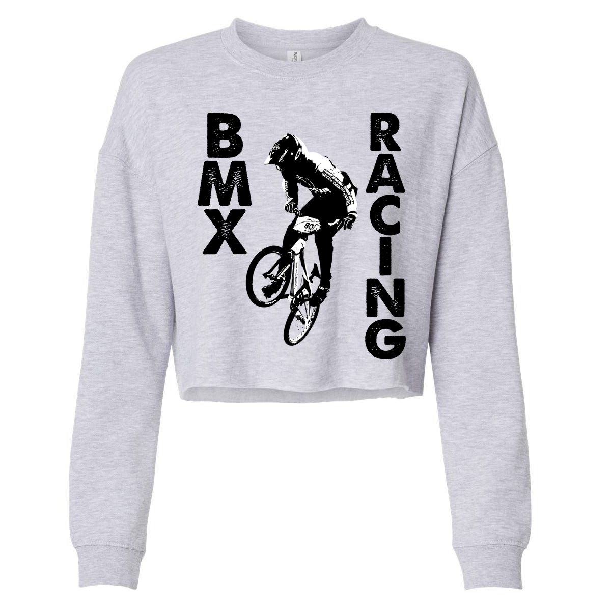BMX Racing Biker Bike Cropped Pullover Crew