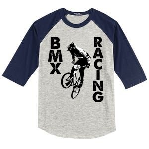 BMX Racing Biker Bike Kids Colorblock Raglan Jersey