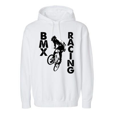 BMX Racing Biker Bike Garment-Dyed Fleece Hoodie