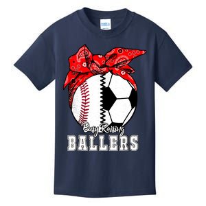 Busy Raising Ballers Baseball Soccer Bandana Mothers Day Kids T-Shirt