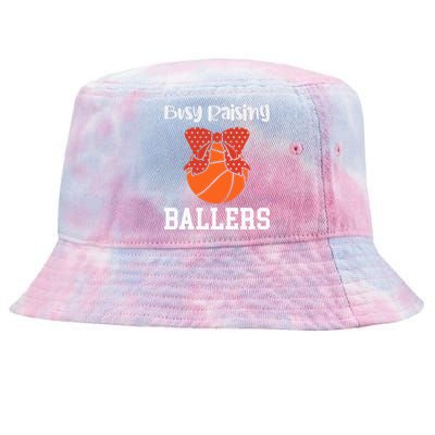 Busy Raising Ballers Basketball Mom Gift Tie-Dyed Bucket Hat