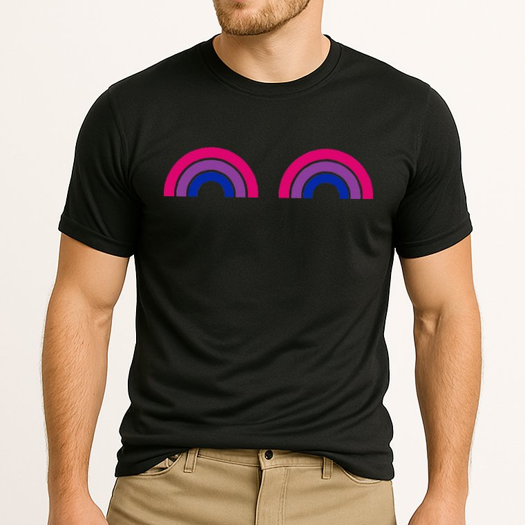 Bisexual Rainbow Boobs Funny Bi Pride Lgbt Pride Cooling Performance Crew T-Shirt