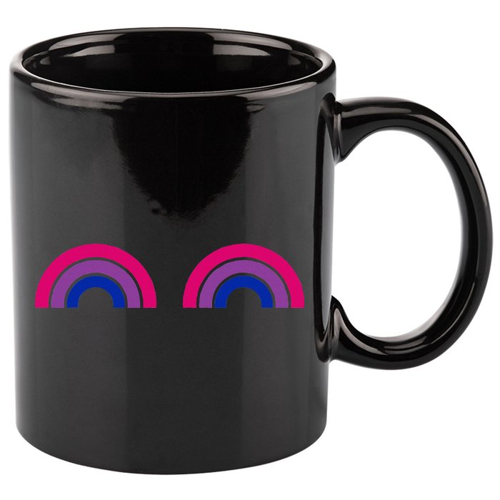 Bisexual Rainbow Boobs Funny Bi Pride Lgbt Pride 11oz C Handle Ceramic Mug