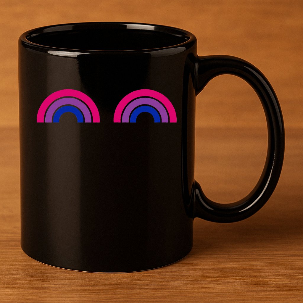 Bisexual Rainbow Boobs Funny Bi Pride Lgbt Pride 11oz C Handle Ceramic Mug