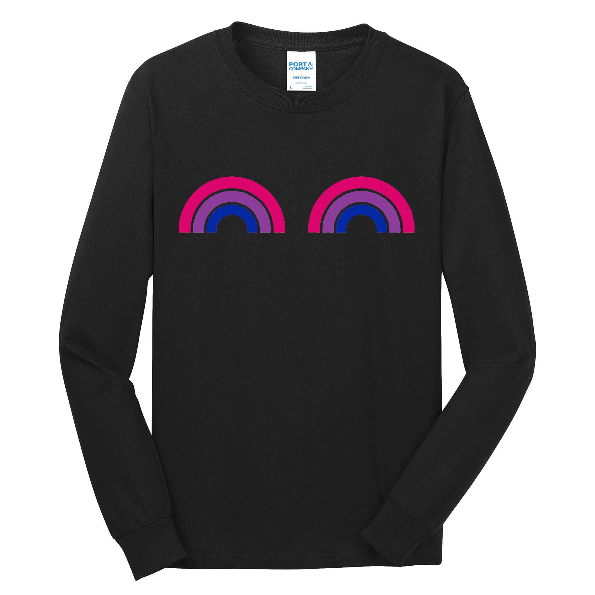 Bisexual Rainbow Boobs Funny Bi Pride Lgbt Pride Tall Long Sleeve T-Shirt