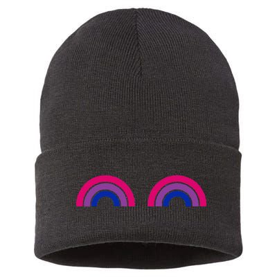 Bisexual Rainbow Boobs Funny Bi Pride Lgbt Pride Sustainable Knit Beanie