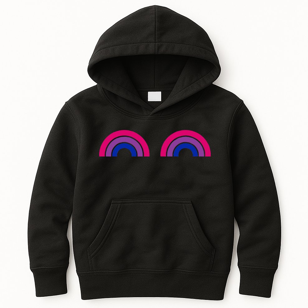 Bisexual Rainbow Boobs Funny Bi Pride Lgbt Pride Kids Hoodie
