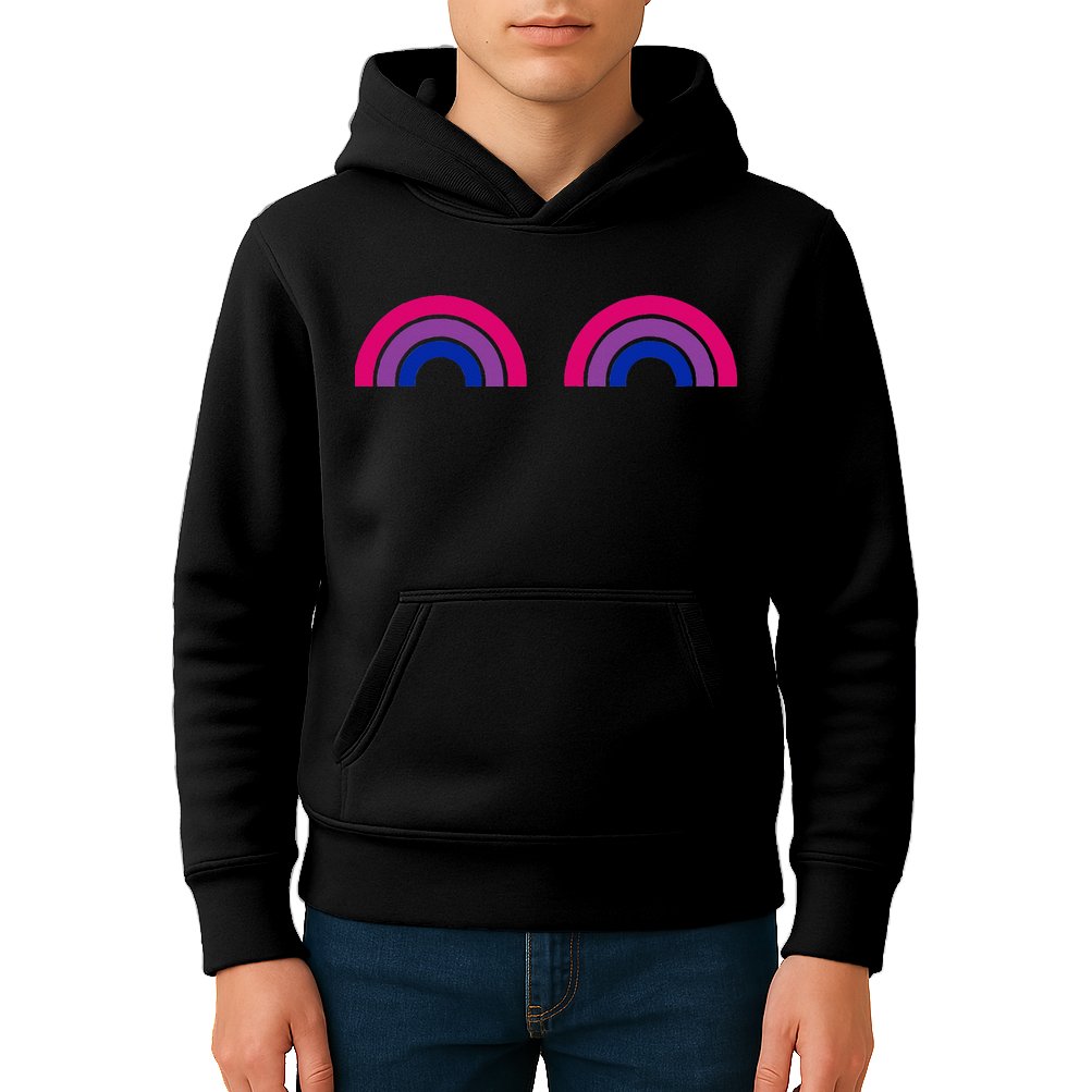 Bisexual Rainbow Boobs Funny Bi Pride Lgbt Pride Kids Hoodie