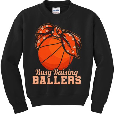 Busy Raising Ballers Basketball Player Mother Kids Sweatshirt