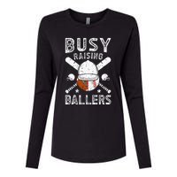 Busy Raising Ballers Football Baseball Dad Of Ballers Womens Cotton Relaxed Long Sleeve T-Shirt