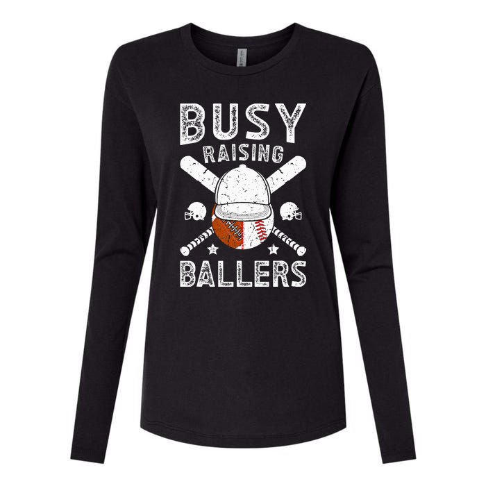 Busy Raising Ballers Football Baseball Dad Of Ballers Womens Cotton Relaxed Long Sleeve T-Shirt