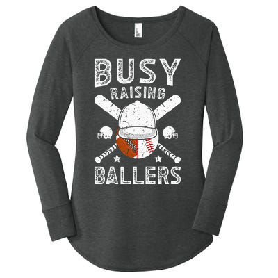 Busy Raising Ballers Football Baseball Dad Of Ballers Women's Perfect Tri Tunic Long Sleeve Shirt