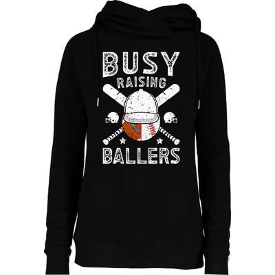 Busy Raising Ballers Football Baseball Dad Of Ballers Womens Funnel Neck Pullover Hood