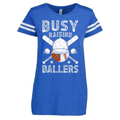 Busy Raising Ballers Football Baseball Dad Of Ballers Enza Ladies Jersey Football T-Shirt