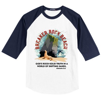 Breaker Rock Beach Gods Rock Solid Truth In A World Vbs 2024 Baseball Sleeve Shirt