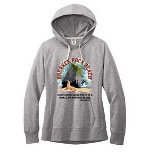 Breaker Rock Beach Gods Rock Solid Truth In A World Vbs 2024 Women's Fleece Hoodie