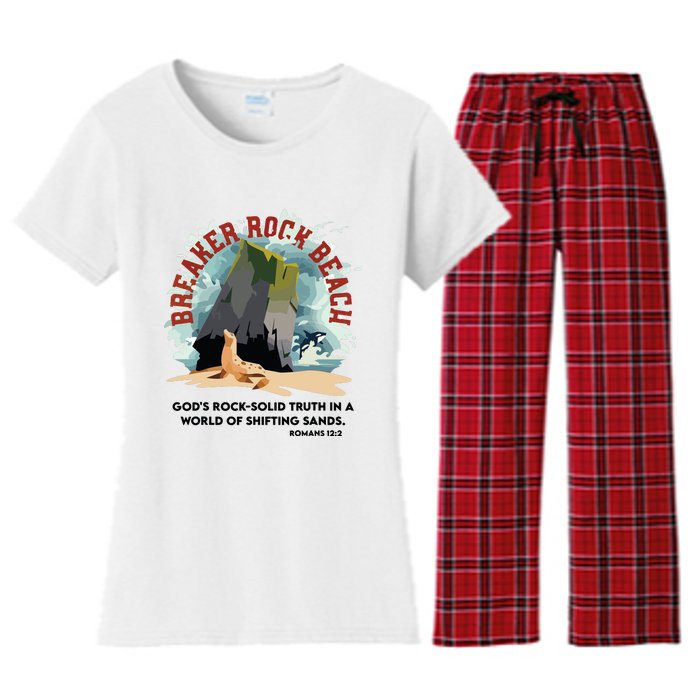 Breaker Rock Beach Gods Rock Solid Truth In A World Vbs 2024 Women's Flannel Pajama Set