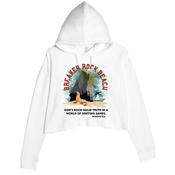 Breaker Rock Beach Gods Rock Solid Truth In A World Vbs 2024 Crop Fleece Hoodie