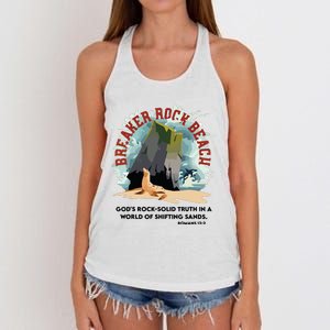 Breaker Rock Beach Gods Rock Solid Truth In A World Vbs 2024 Women's Knotted Racerback Tank