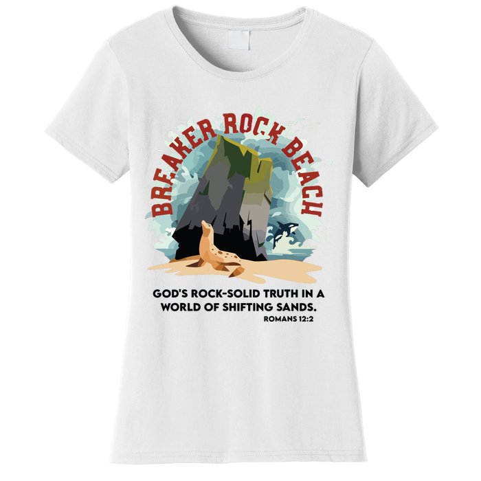 Breaker Rock Beach Gods Rock Solid Truth In A World Vbs 2024 Women's T-Shirt