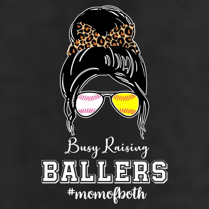 Busy Raising Ballers Mom Of Both Baseball Softball Messy Bun Sticker Features De 7 Panel Mesh Trucker Snapback Hat