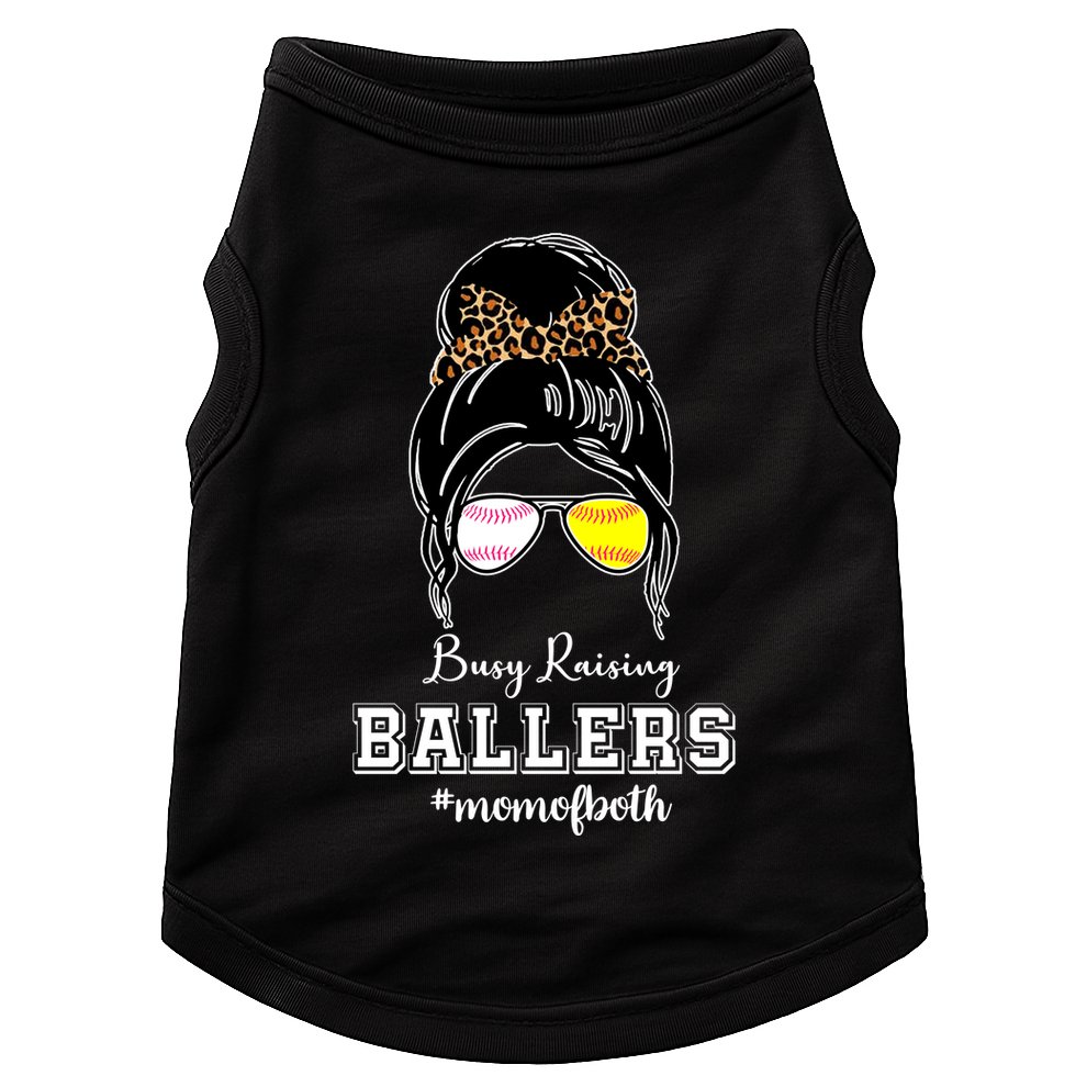 Busy Raising Ballers Mom Of Both Baseball Softball Messy Bun Sticker Features De Doggie Tank