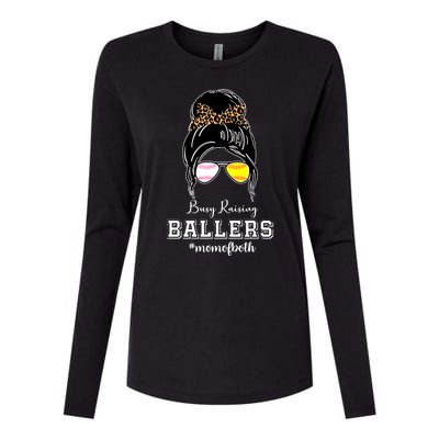 Busy Raising Ballers Mom Of Both Baseball Softball Messy Bun Sticker Features De Womens Cotton Relaxed Long Sleeve T-Shirt