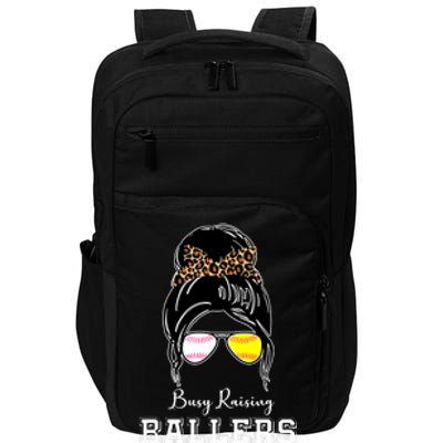 Busy Raising Ballers Mom Of Both Baseball Softball Messy Bun Sticker Features De Impact Tech Backpack