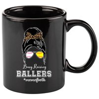 Busy Raising Ballers Mom Of Both Baseball Softball Messy Bun Sticker Features De 11oz C Handle Ceramic Mug