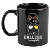 Busy Raising Ballers Mom Of Both Baseball Softball Messy Bun Sticker Features De 11oz C Handle Ceramic Mug