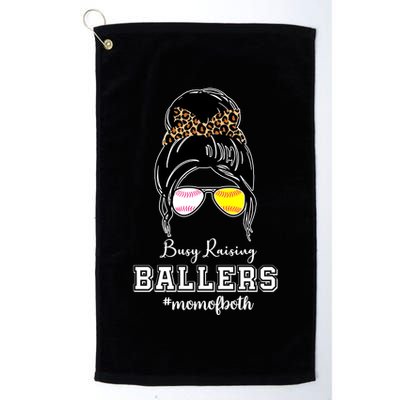 Busy Raising Ballers Mom Of Both Baseball Softball Messy Bun Sticker Features De Golf Towel