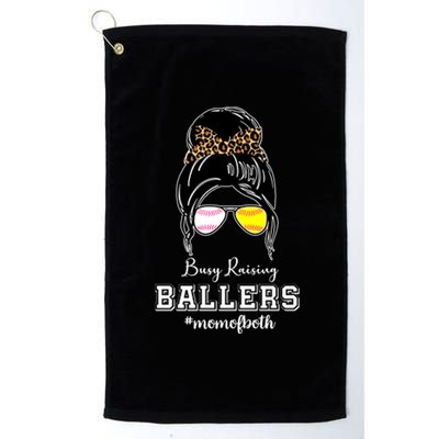 Busy Raising Ballers Mom Of Both Baseball Softball Messy Bun Sticker Features De Platinum Collection Golf Towel