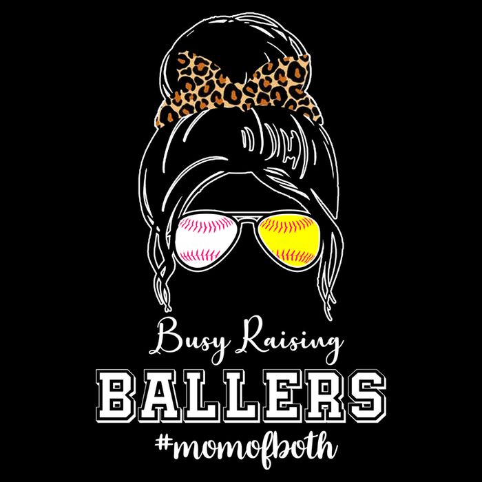 Busy Raising Ballers Mom Of Both Baseball Softball Messy Bun Sticker Features De Full Zip Hoodie