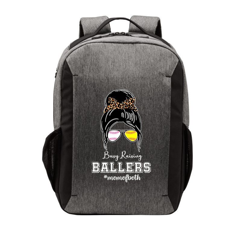 Busy Raising Ballers Mom Of Both Baseball Softball Messy Bun Sticker Features De Vector Backpack