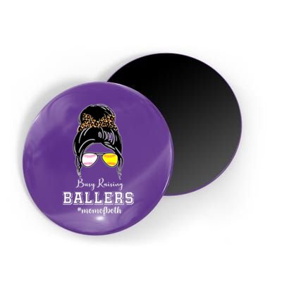 Busy Raising Ballers Mom Of Both Baseball Softball Messy Bun Sticker Features De Magnet