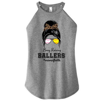 Busy Raising Ballers Mom Of Both Baseball Softball Messy Bun Sticker Features De Women’s Perfect Tri Rocker Tank