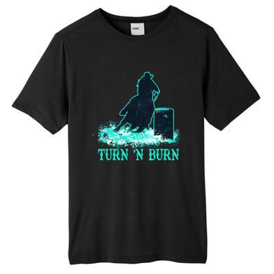 Barrel Racer Barrel Racing Horse Turn And Burn Teal Blue Cool Gift Tall Fusion ChromaSoft Performance T-Shirt