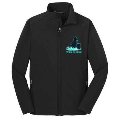 Barrel Racer Barrel Racing Horse Turn And Burn Teal Blue Cool Gift Core Soft Shell Jacket