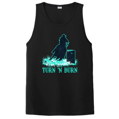 Barrel Racer Barrel Racing Horse Turn And Burn Teal Blue Cool Gift PosiCharge Competitor Tank