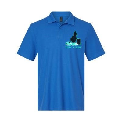 Barrel Racer Barrel Racing Horse Turn And Burn Teal Blue Cool Gift Softstyle Adult Sport Polo