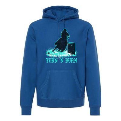 Barrel Racer Barrel Racing Horse Turn And Burn Teal Blue Cool Gift Premium Hoodie