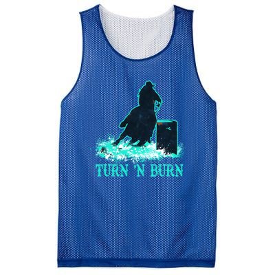 Barrel Racer Barrel Racing Horse Turn And Burn Teal Blue Cool Gift Mesh Reversible Basketball Jersey Tank