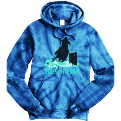 Barrel Racer Barrel Racing Horse Turn And Burn Teal Blue Cool Gift Tie Dye Hoodie