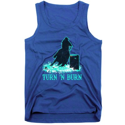 Barrel Racer Barrel Racing Horse Turn And Burn Teal Blue Cool Gift Tank Top