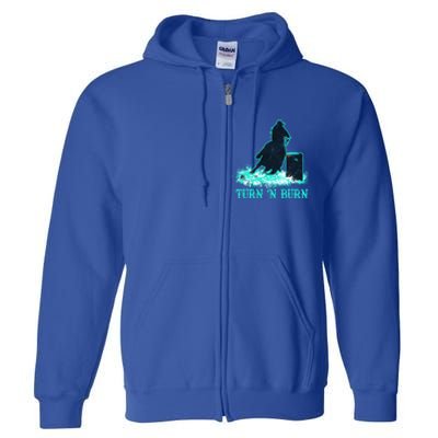 Barrel Racer Barrel Racing Horse Turn And Burn Teal Blue Cool Gift Full Zip Hoodie