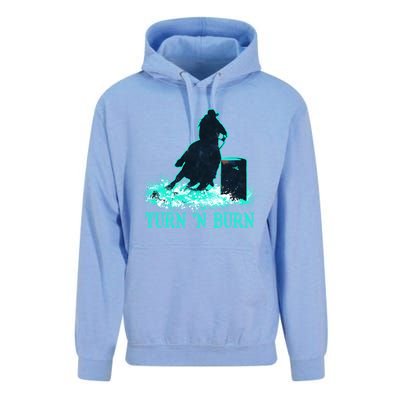 Barrel Racer Barrel Racing Horse Turn And Burn Teal Blue Cool Gift Unisex Surf Hoodie