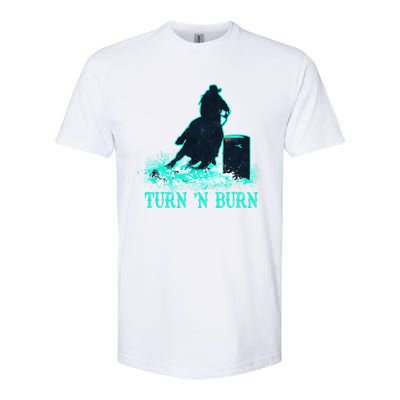 Barrel Racer Barrel Racing Horse Turn And Burn Teal Blue Cool Gift Softstyle CVC T-Shirt