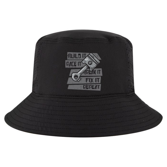 Build Race Break Fix It Repeat Auto Mechanic Cool Comfort Performance Bucket Hat