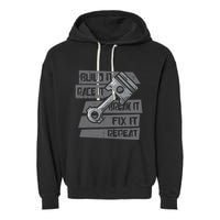 Build Race Break Fix It Repeat Auto Mechanic Garment-Dyed Fleece Hoodie