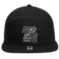 Build Race Break Fix It Repeat Auto Mechanic 7 Panel Mesh Trucker Snapback Hat